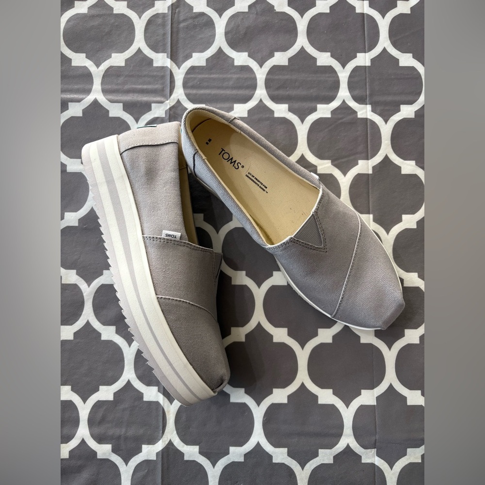 TOMS Women's Alpargata Midform Platform White Bottom Slip-On Sneakers - Picture 2 of 10